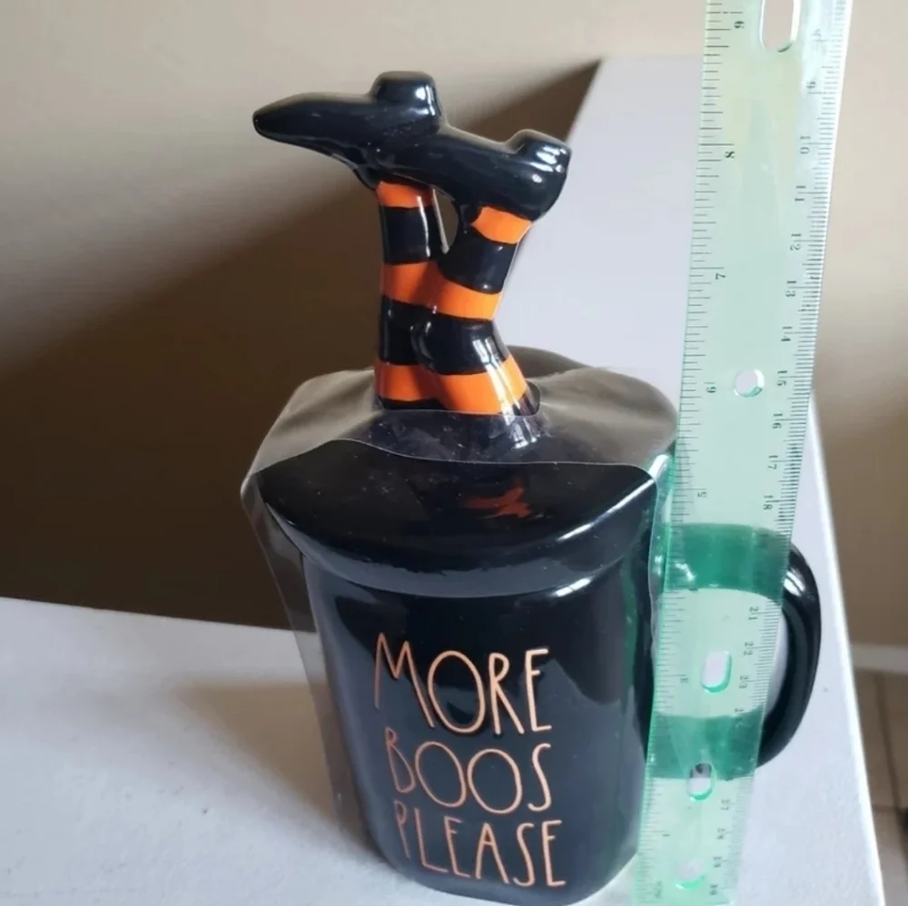 Rae Dunn Halloween MORE BOOS PLEASE black with orange text
